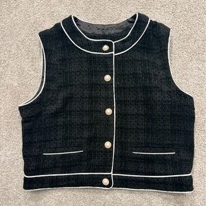 Rachel Zoe Black Vest with White Piping